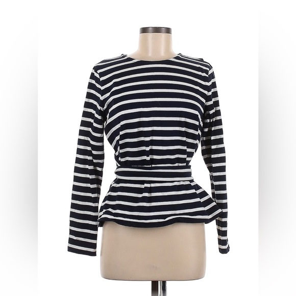 J. Crew Navy & White Striped Wrap Top - Picture 3 of 4
